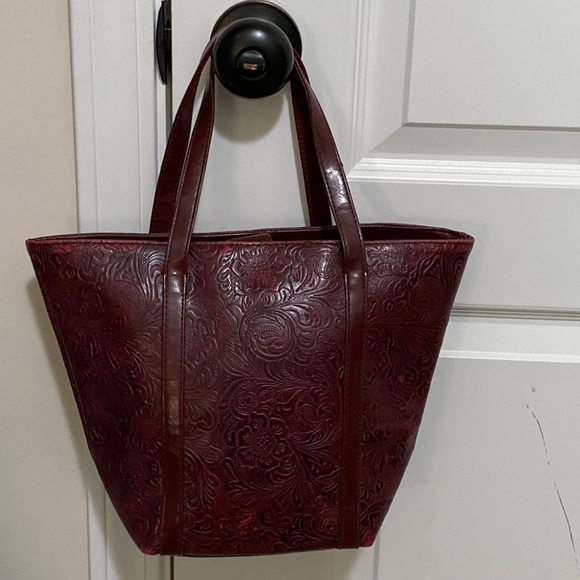 Victoria's Secret Handbags - Victoria’s Secret Small Bergundy Leather-like Tooled Bag